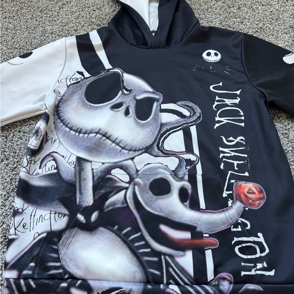 Jack Skellington Men's Hoodie‎ Black White Size Small Nightmare Before Christmas - Picture 2 of 9